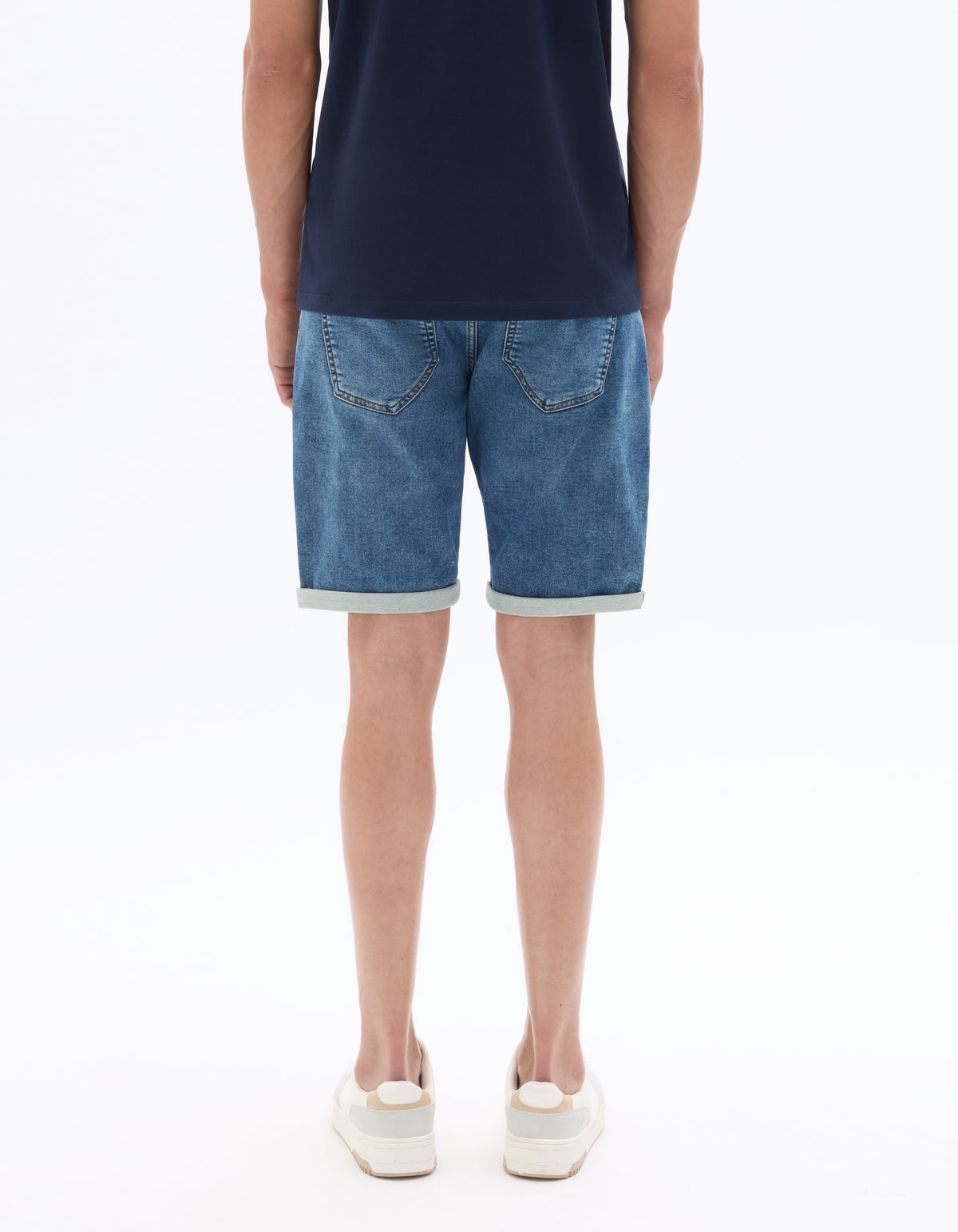 Straight Fit 100% Cotton Shorts - Blue