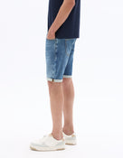 Straight Fit 100% Cotton Shorts - Blue