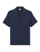 Regular Fit 100% Cotton Cuban Collar Shirt - Navy Blue