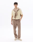 Regular Fit 100% Cotton Cuban Collar Shirt - Cream