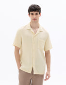 Regular Fit 100% Cotton Cuban Collar Shirt - Cream