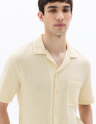 Regular Fit 100% Cotton Cuban Collar Shirt - Cream