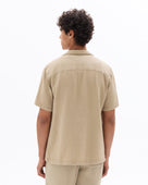 Regular Fit 100% Cotton Cuban Collar Shirt - Brown