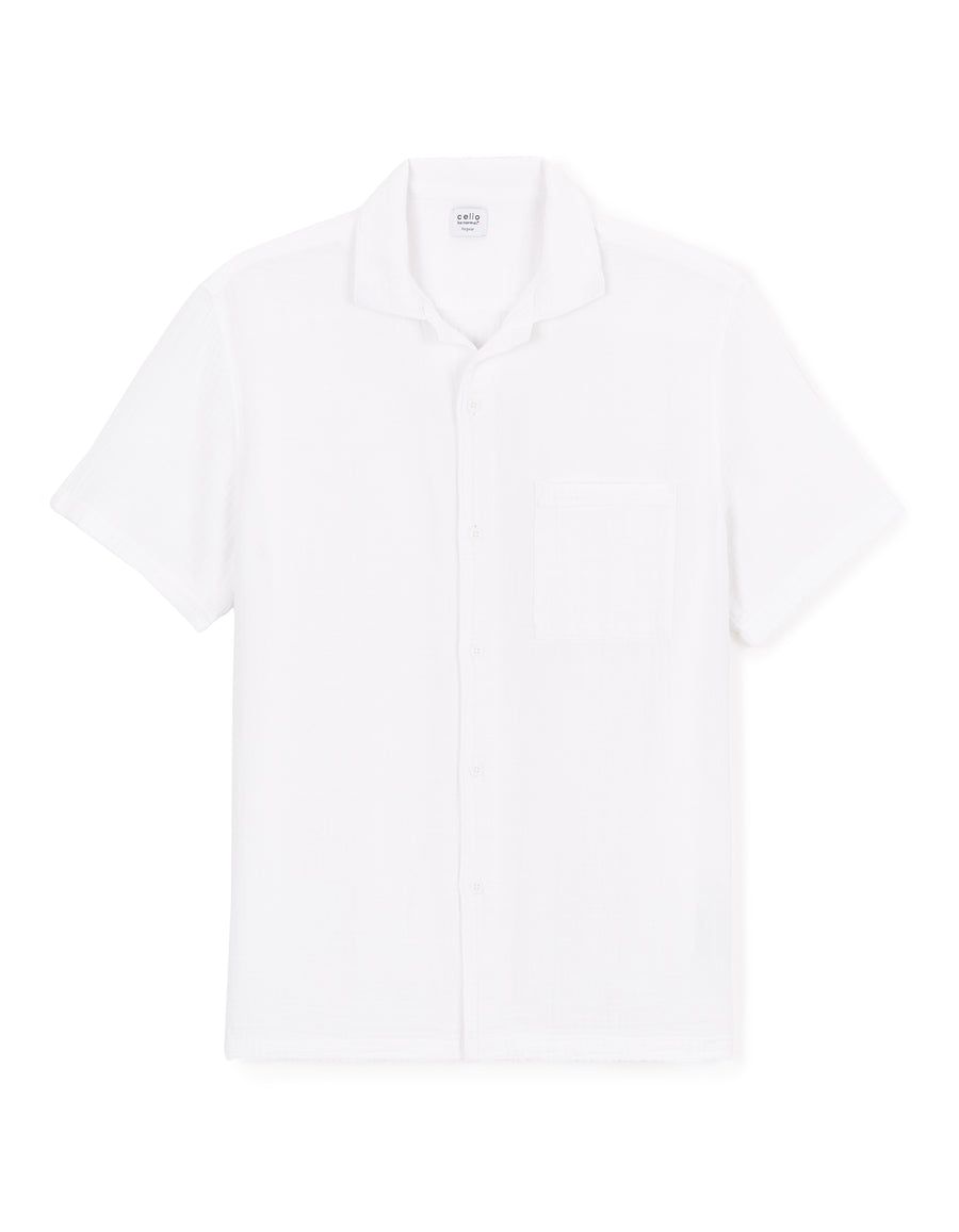 Regular Fit Cuban Collar Shirt - White