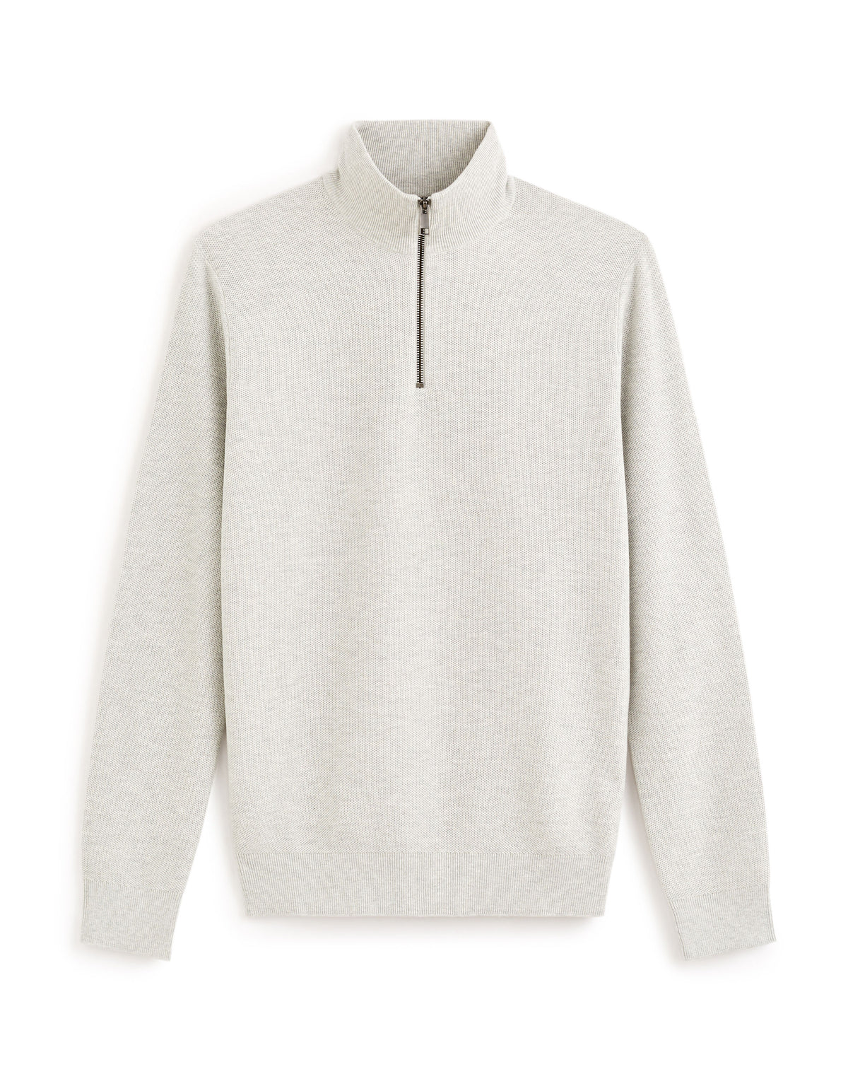 Regular Fit 100% Cotton High Neck Sweater - Grey