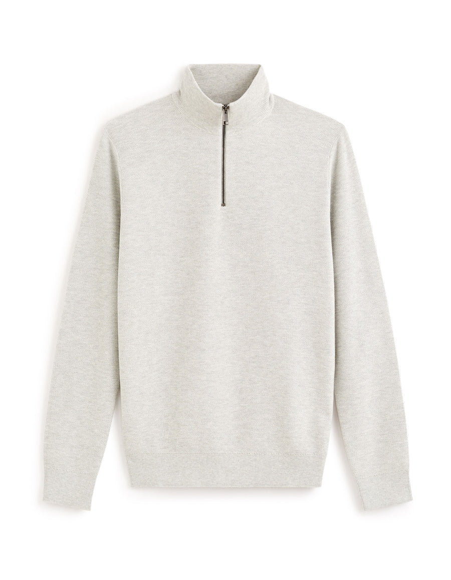 Regular Fit 100% Cotton High Neck Sweater - Grey