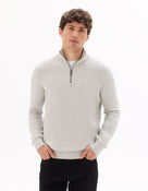 Regular Fit 100% Cotton High Neck Sweater - Grey