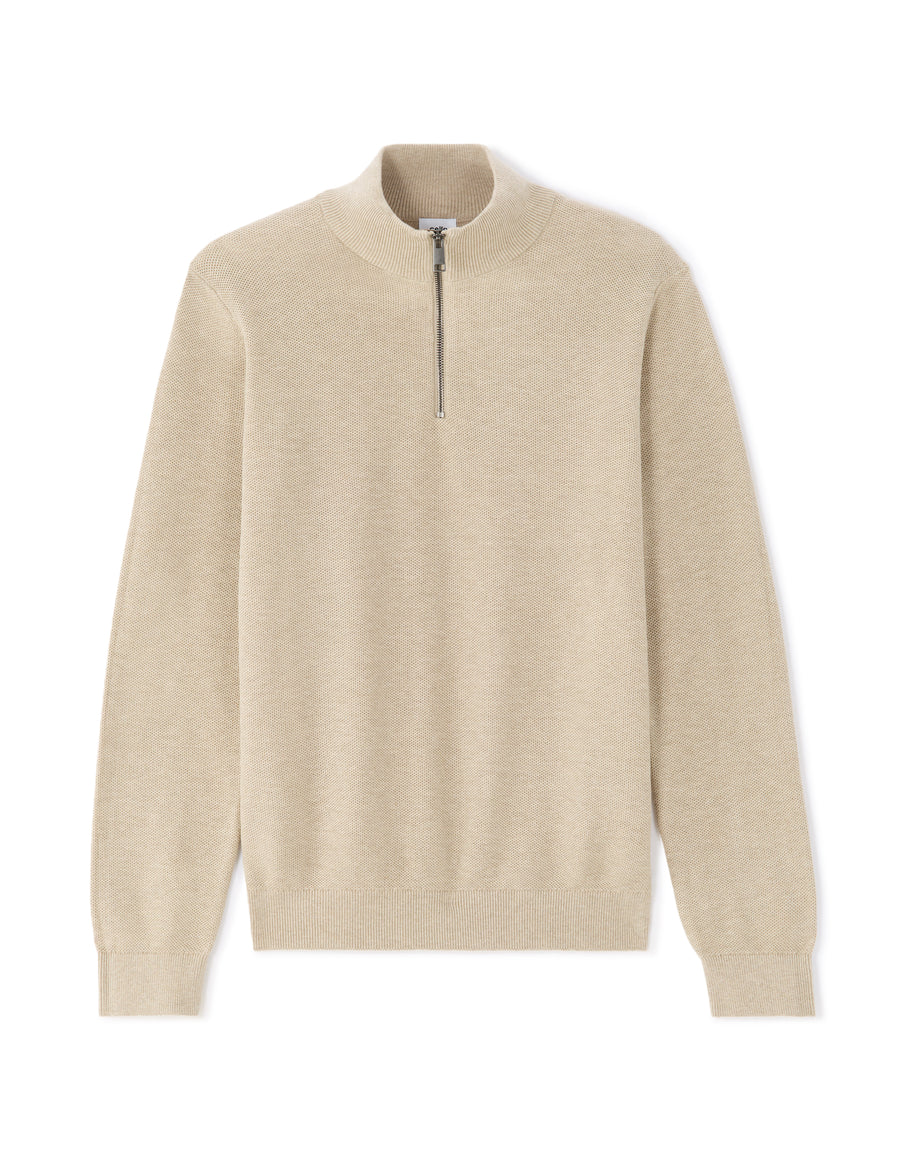 Regular Fit 100% Cotton High Neck Sweater - Beige