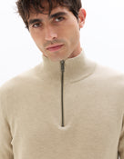 Regular Fit 100% Cotton High Neck Sweater - Beige