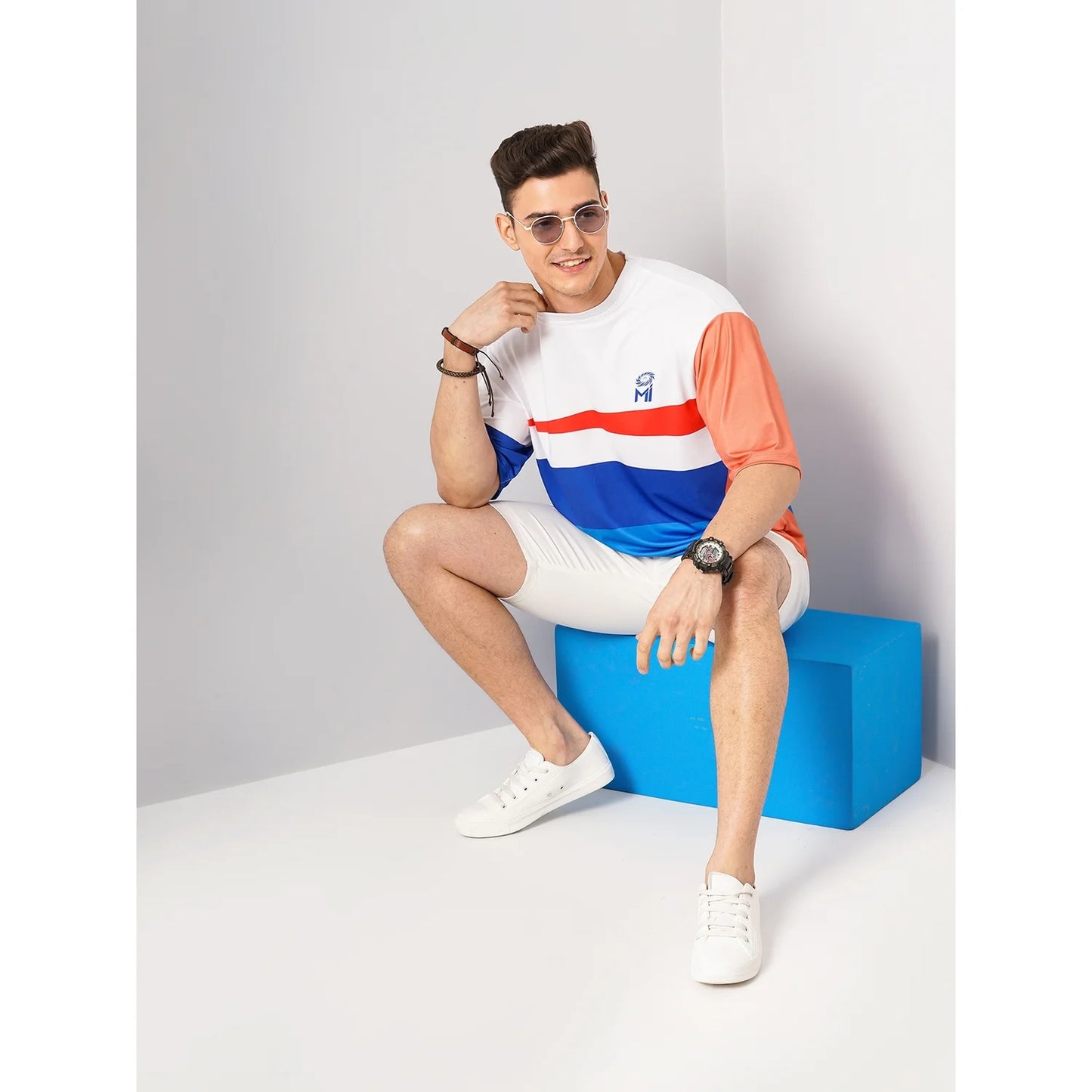 Celio* Mumbai Indians Oversized 100% Polyester Multi T-Shirt