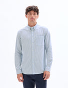 Regular Fit 100% Cotton Striped Spread Collar Shirt - Blue