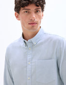 Regular Fit 100% Cotton Striped Spread Collar Shirt - Blue