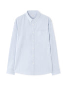 Regular Fit 100% Cotton Striped Spread Collar Shirt - Blue