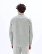 Regular Fit Cotton Striped Button Down Collar Shirt - Green