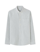 Regular Fit Cotton Striped Button Down Collar Shirt - Green