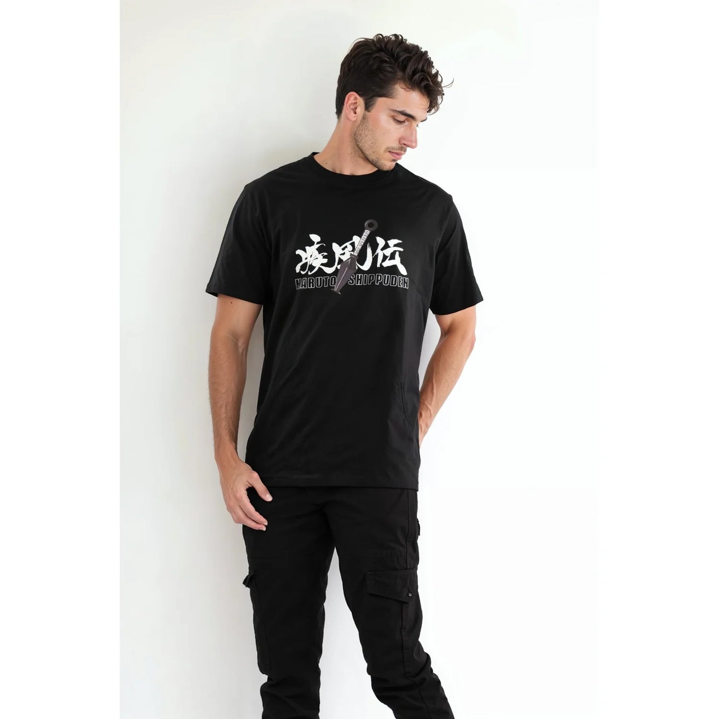 Celio* Naruto Regular Fit Cotton Black T-Shirt
