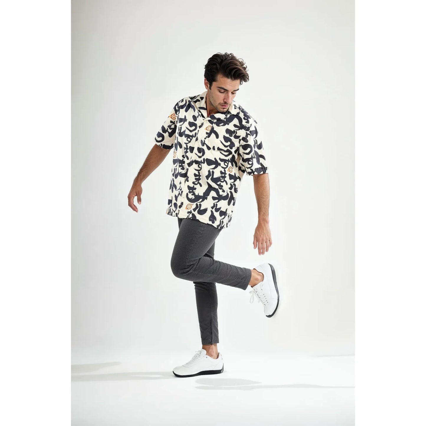 Celio* Naruto Regular Fit Cotton Off White Shirt