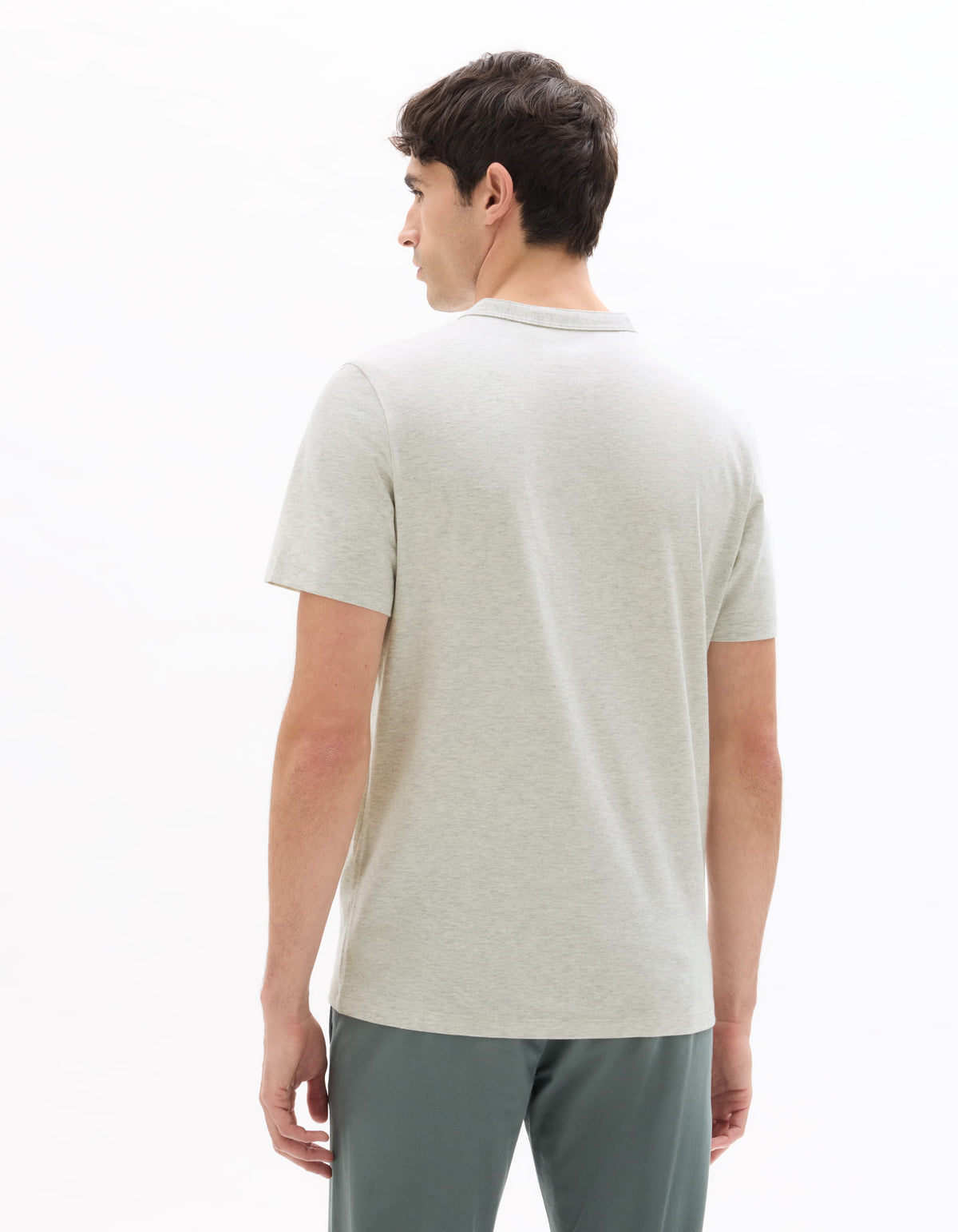 Straight Fit Cotton Blend Melange T-Shirt - Grey