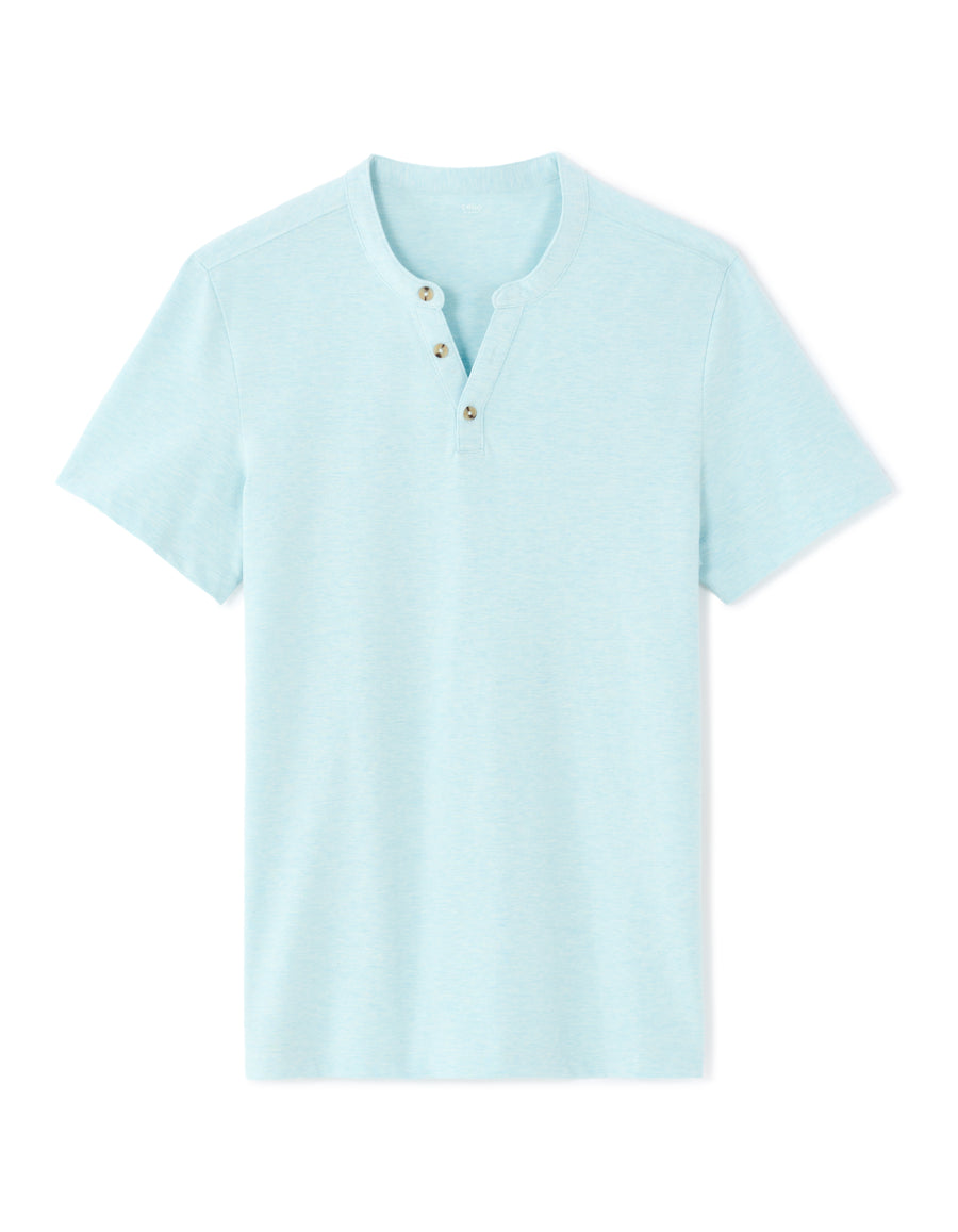 Regular Fit Cotton Blend Melange T-Shirt - Light Blue