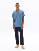 Regular Fit Cotton Blend Melange T-Shirt - Navy Blue