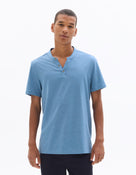 Regular Fit Cotton Blend Melange T-Shirt - Navy Blue