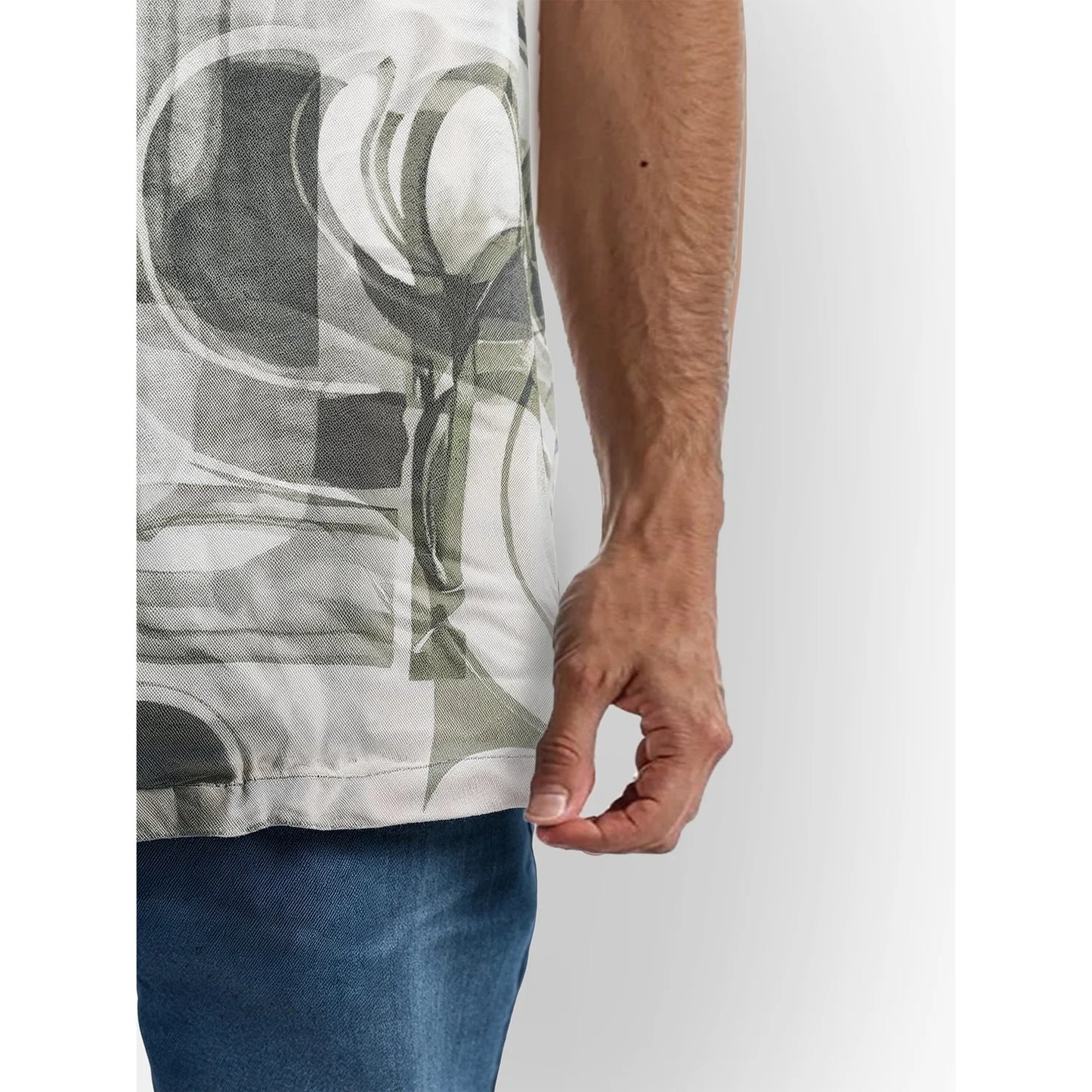 Celio* Printed Regular Fit Viscose Olive Shirt