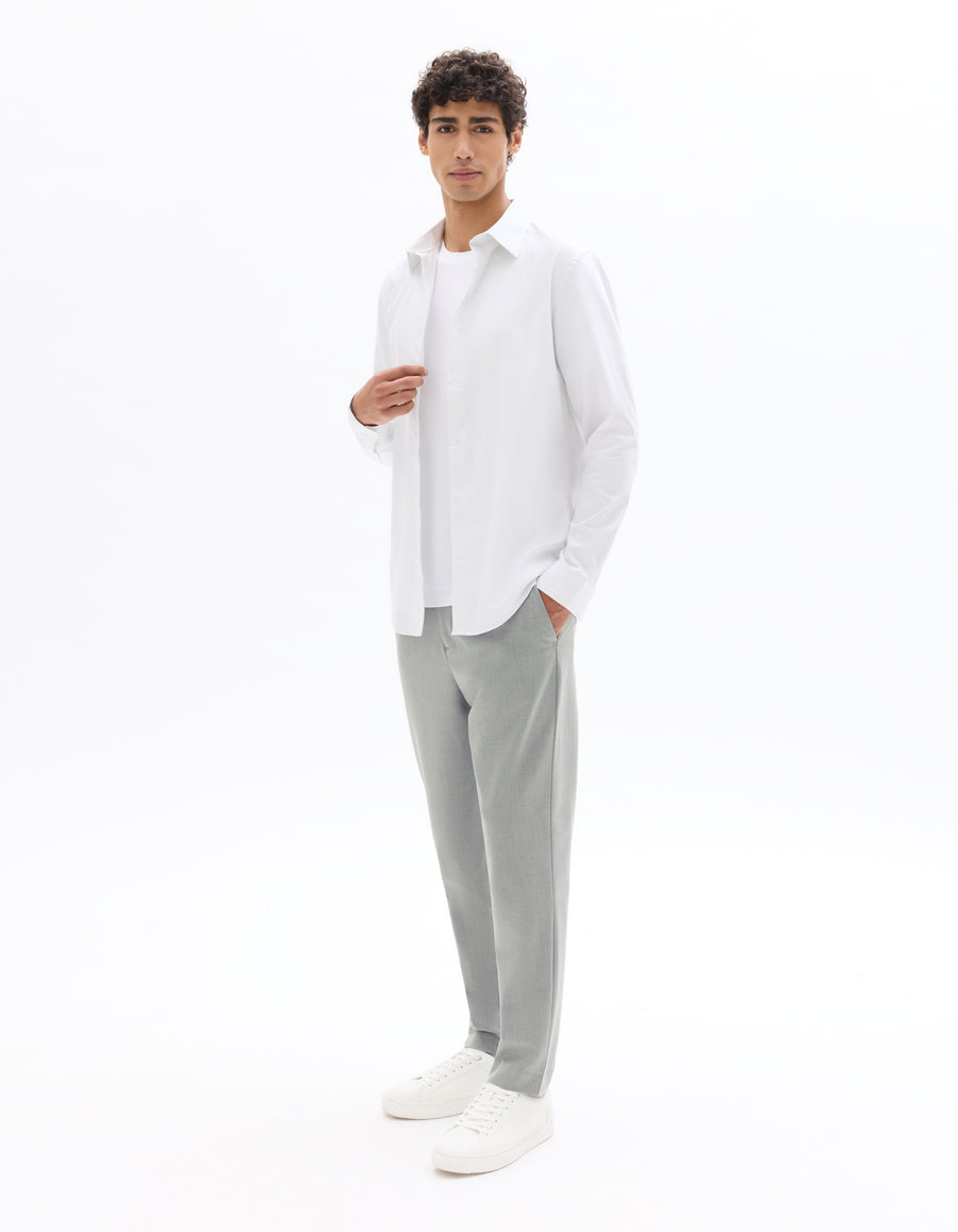 Slim Fit Poly Viscose Trousers - Grey