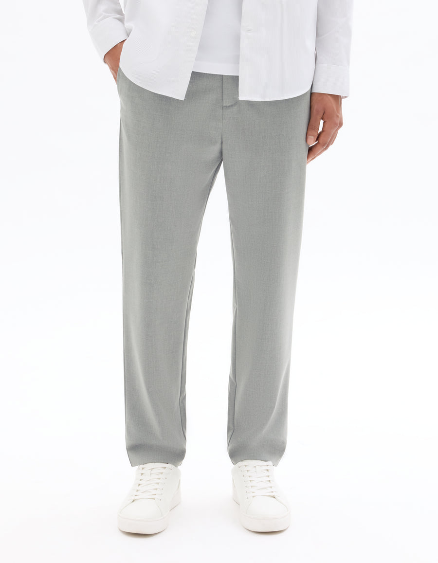 Slim Fit Poly Viscose Trousers - Grey