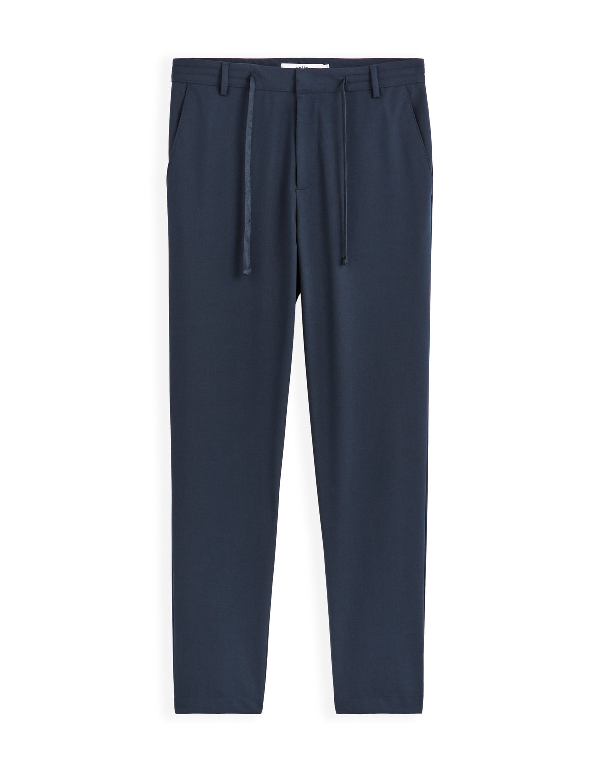 Slim Fit Poly Viscose Trousers - Navy Blue