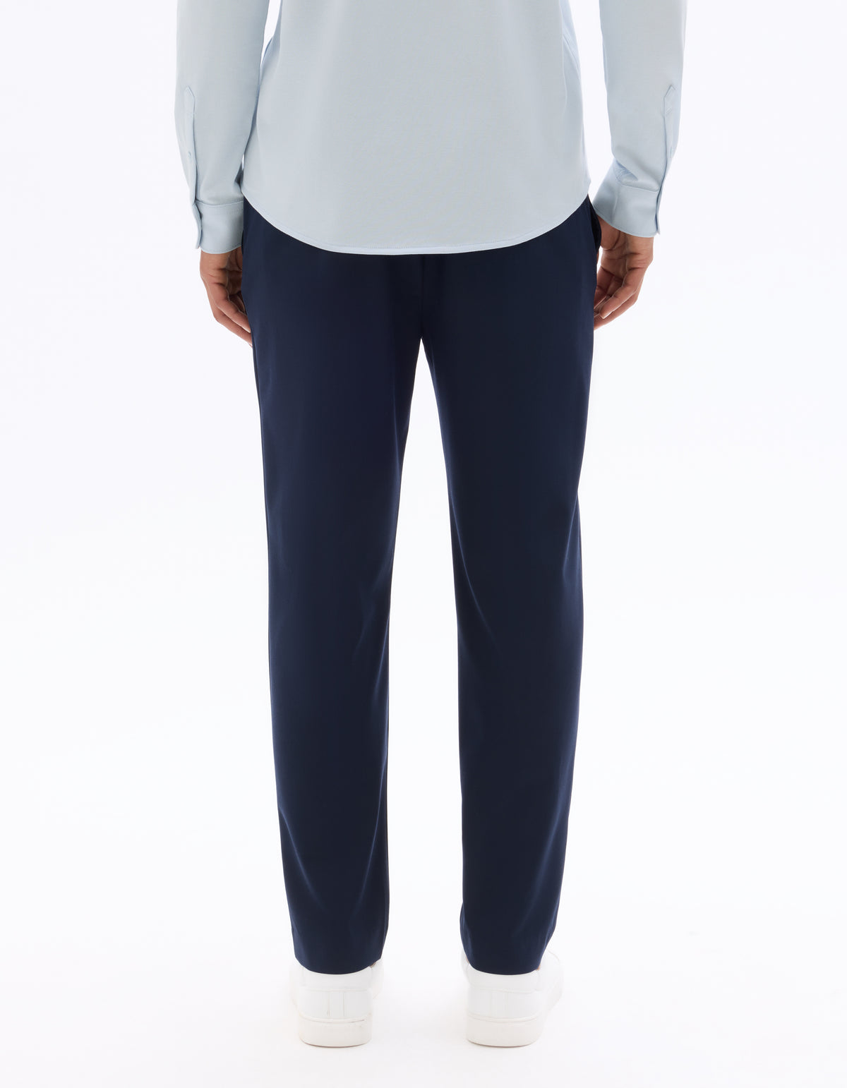 Slim Fit Poly Viscose Trousers - Navy Blue
