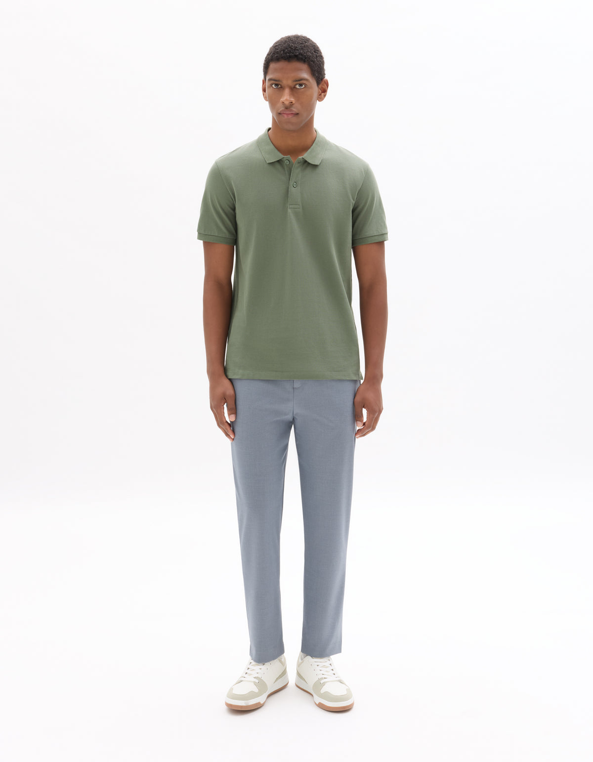Slim Fit Poly Viscose Trousers - Light Blue