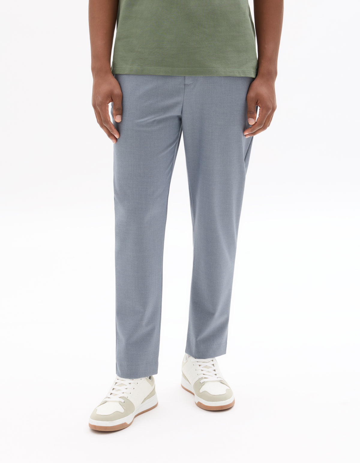 Slim Fit Poly Viscose Trousers - Light Blue