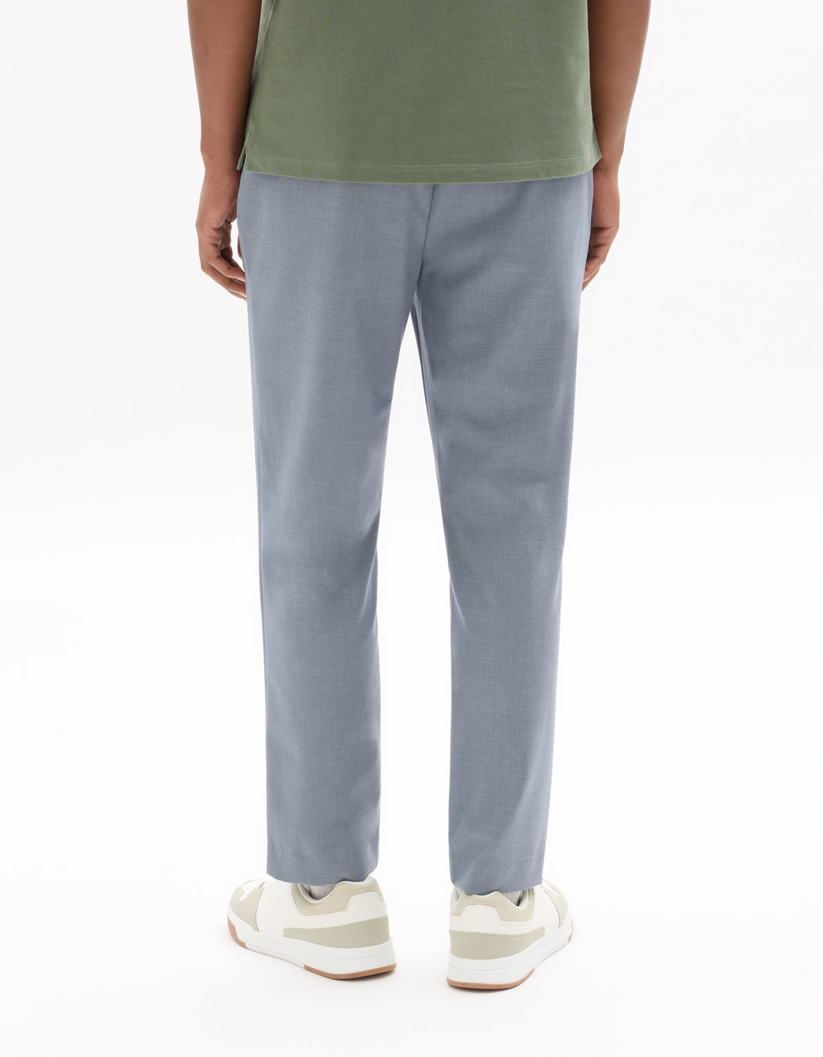 Slim Fit Poly Viscose Trousers - Light Blue