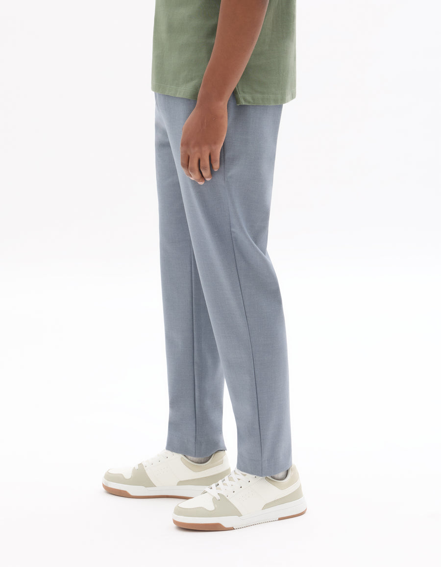Slim Fit Poly Viscose Trousers - Light Blue