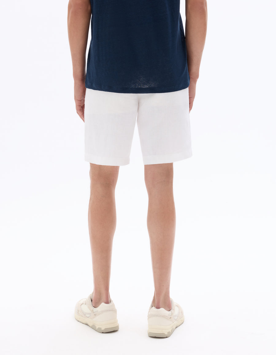 Bermuda Fit 100% Linen Shorts - White