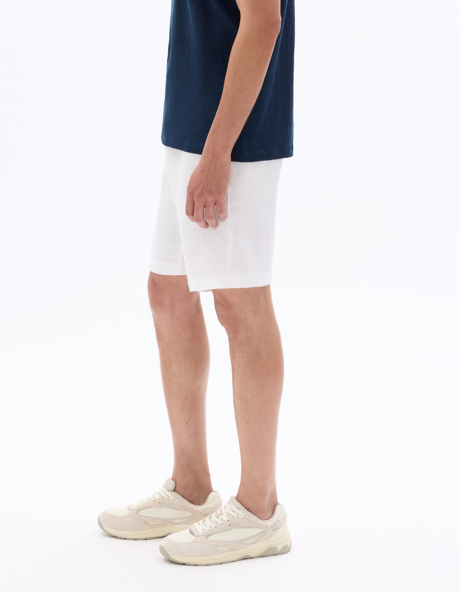 Bermuda Fit 100% Linen Shorts - White