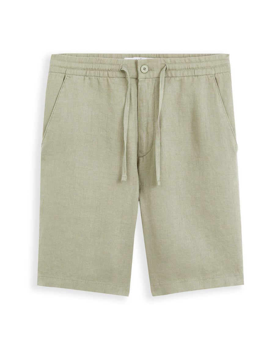 Relaxed Fit 100% Linen Shorts - Green