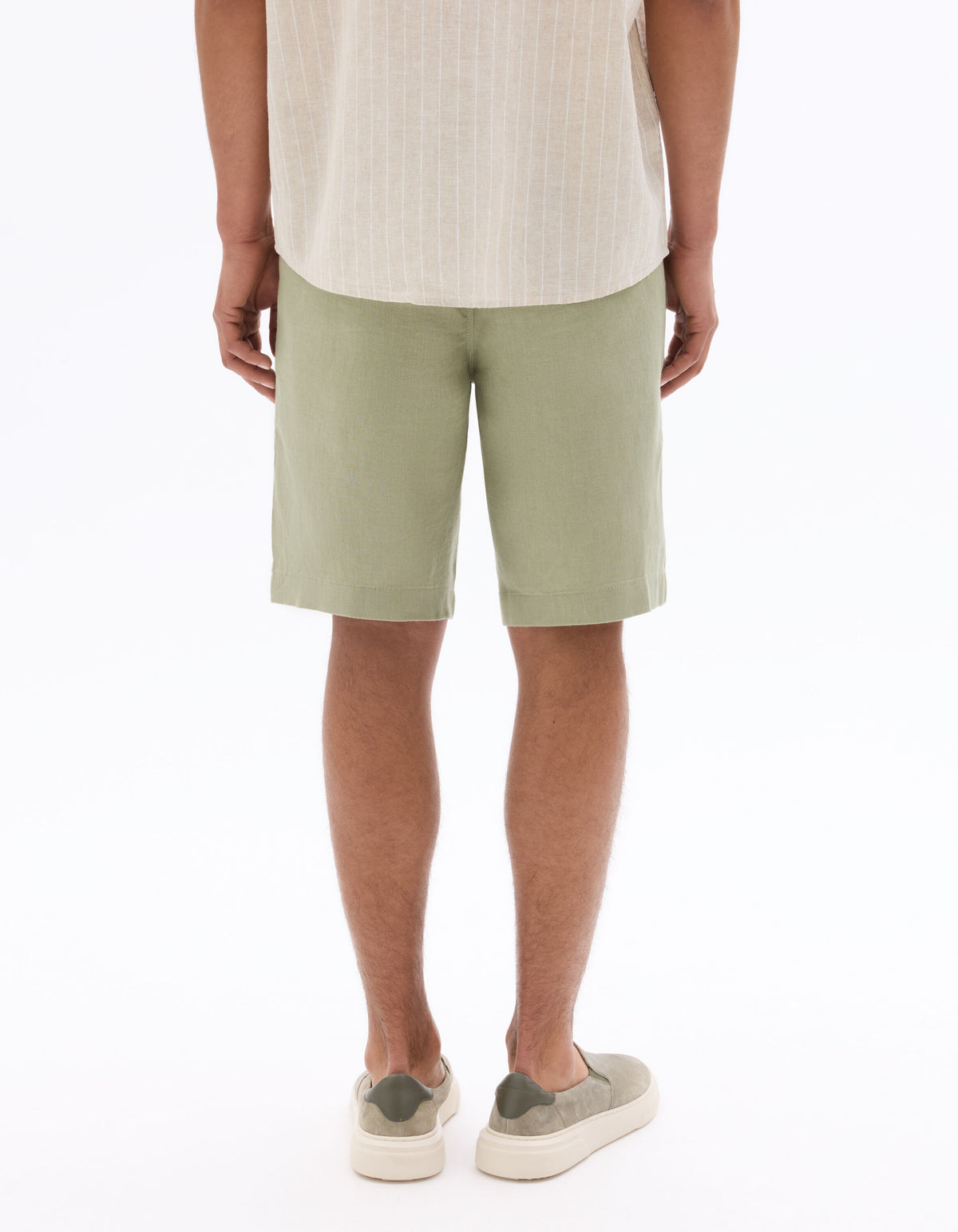 Relaxed Fit 100% Linen Shorts - Green