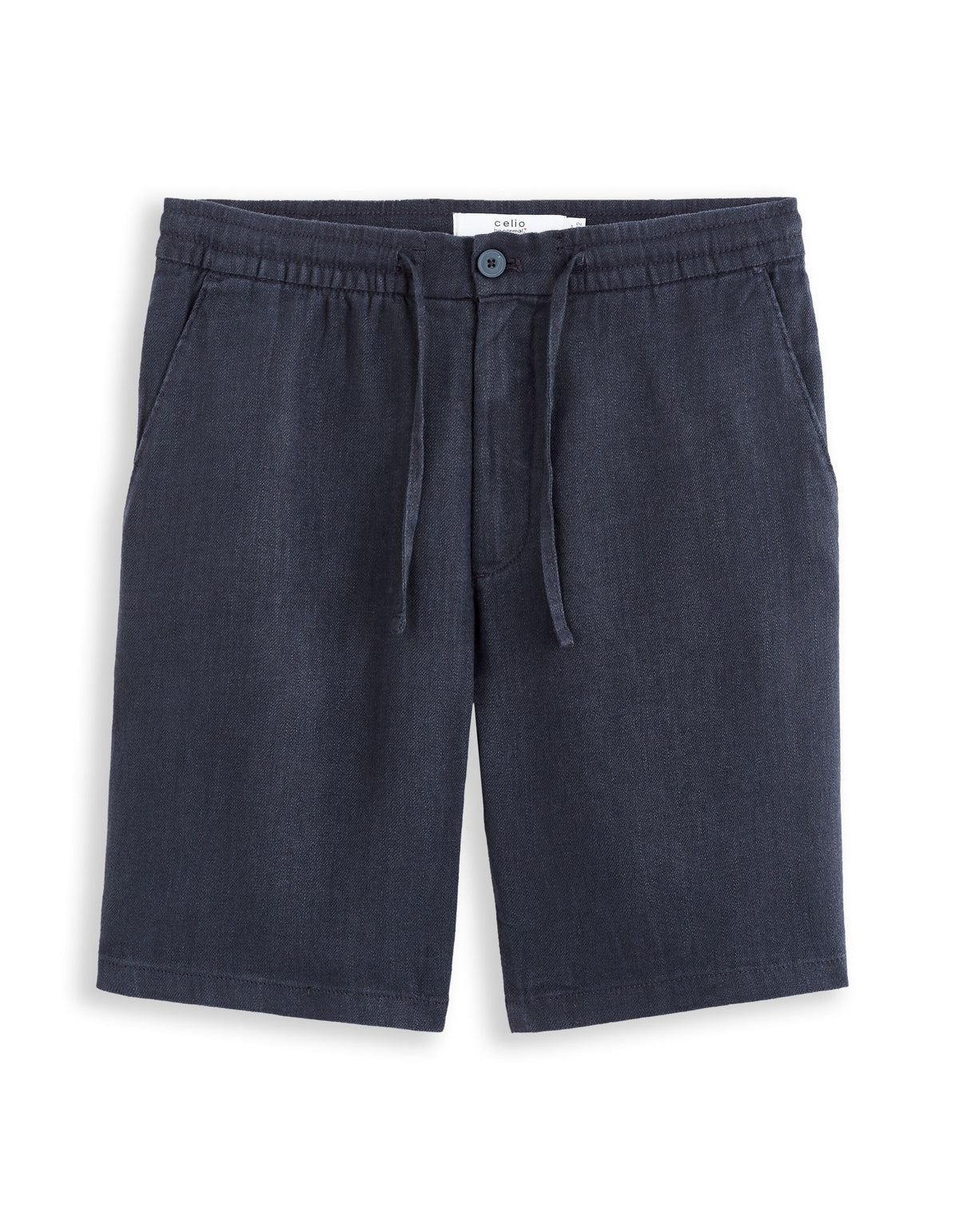 Bermuda Fit 100% Linen Shorts - Navy Blue