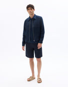 Bermuda Fit 100% Linen Shorts - Navy Blue
