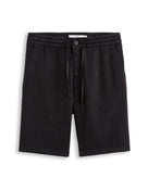 Straight Fit 100% Linen Shorts - Black