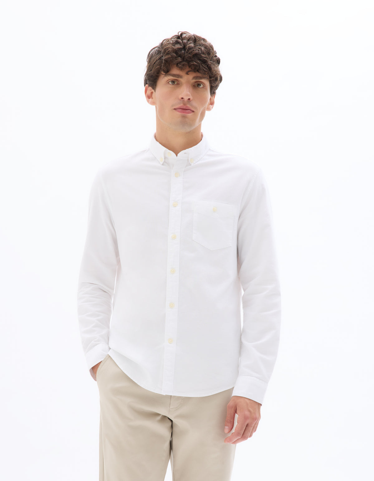 Regular Fit 100% Cotton Spread Collar Shirt - White