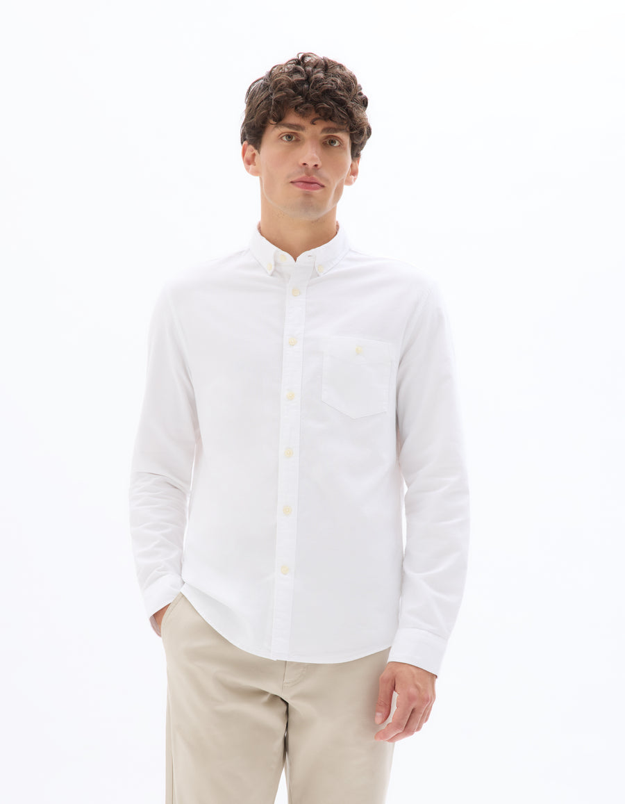 Regular Fit 100% Cotton Spread Collar Shirt - White