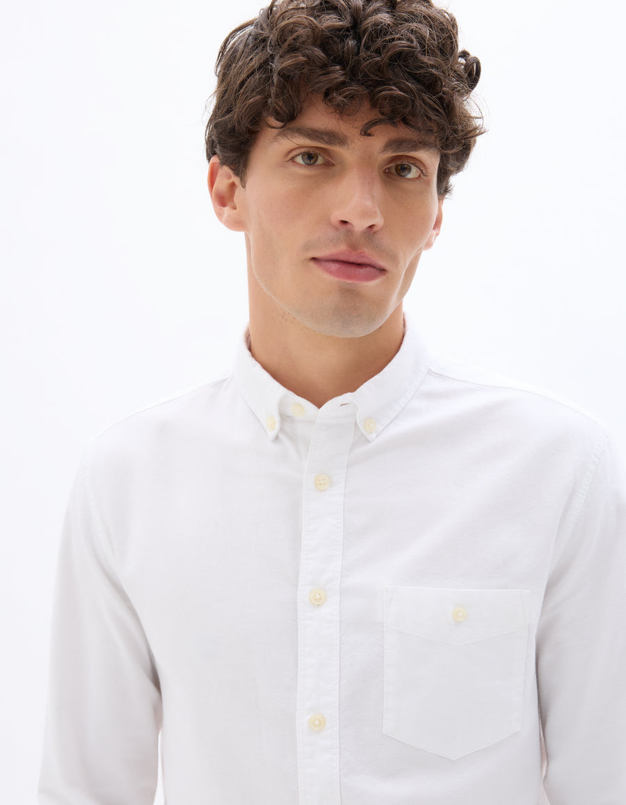 Regular Fit 100% Cotton Spread Collar Shirt - White