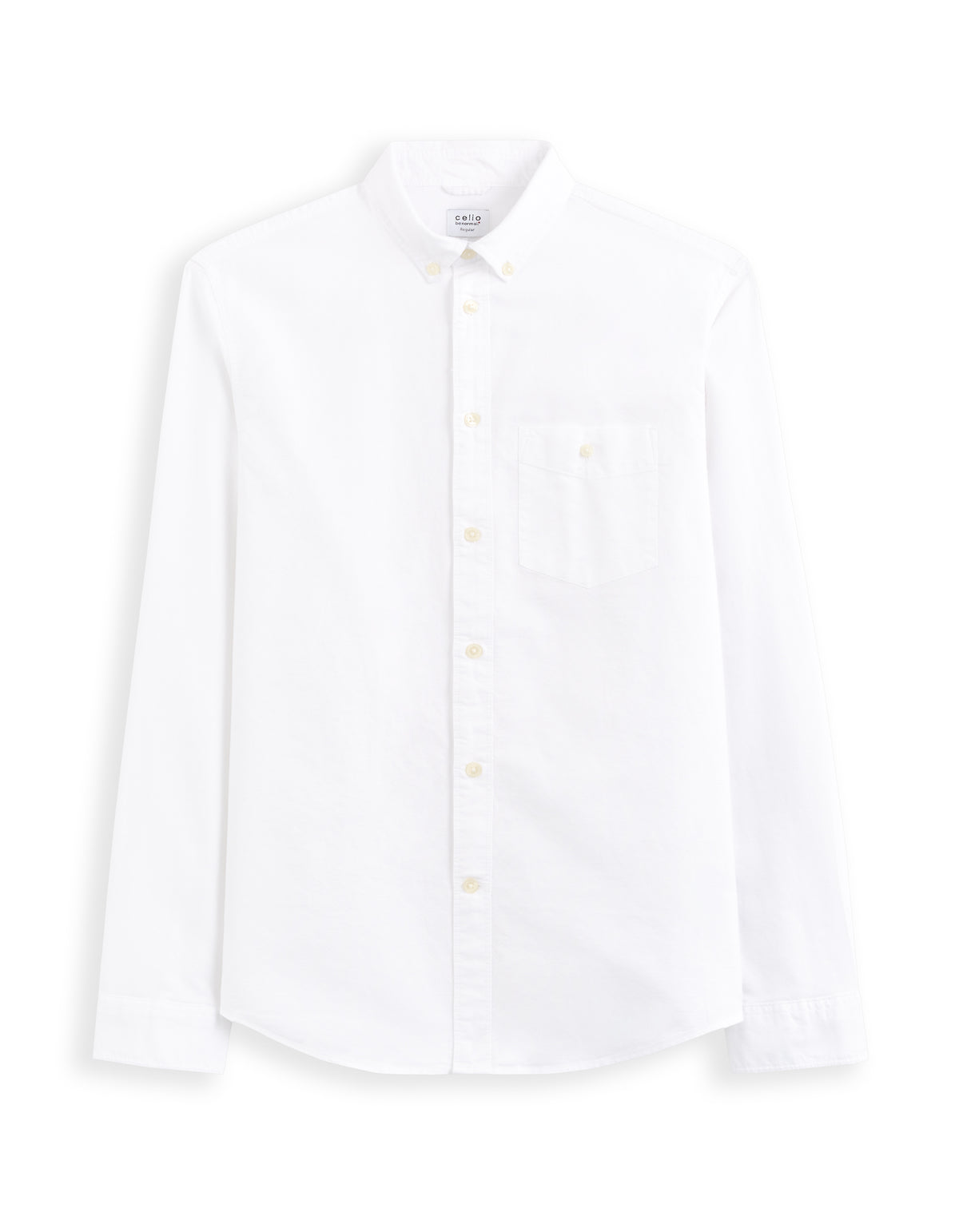 Regular Fit 100% Cotton Spread Collar Shirt - White