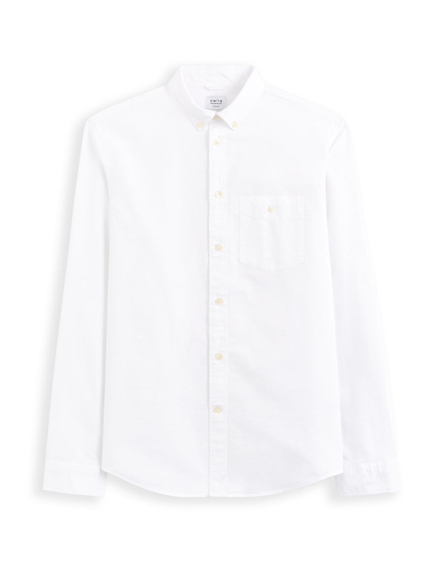 Regular Fit 100% Cotton Spread Collar Shirt - White