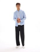 Regular Fit 100% Cotton Spread Collar Formal Shirt - Light Blue