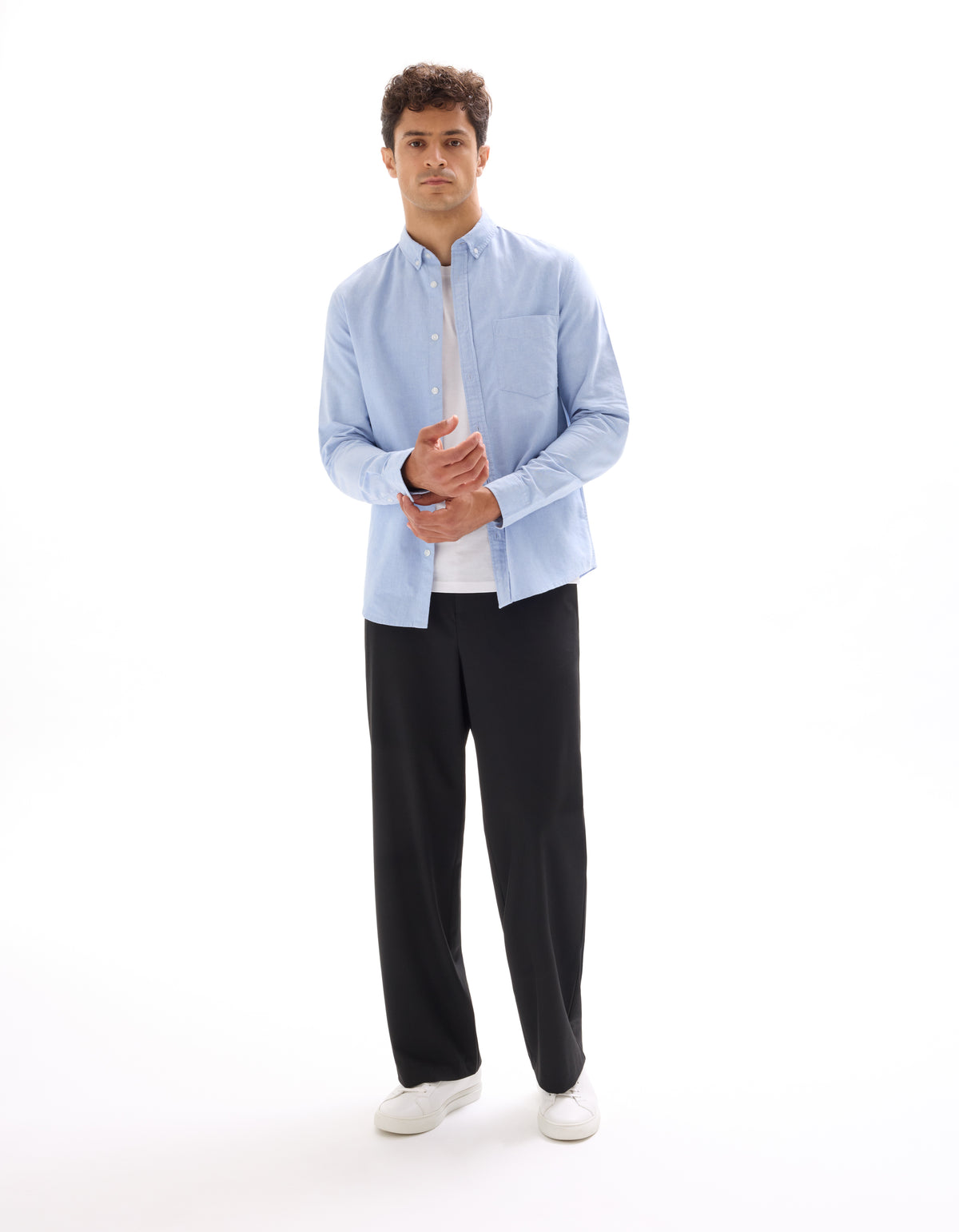 Regular Fit 100% Cotton Spread Collar Formal Shirt - Light Blue