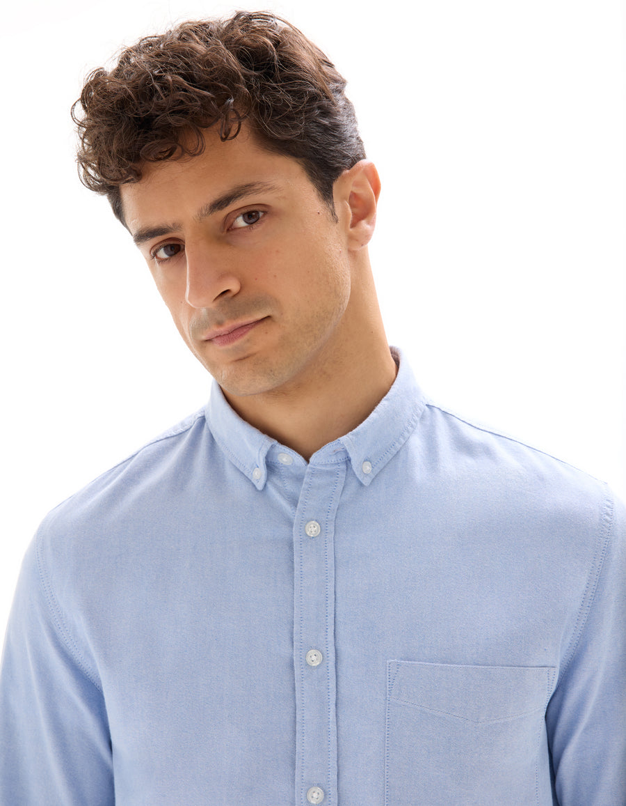 Regular Fit 100% Cotton Spread Collar Formal Shirt - Light Blue