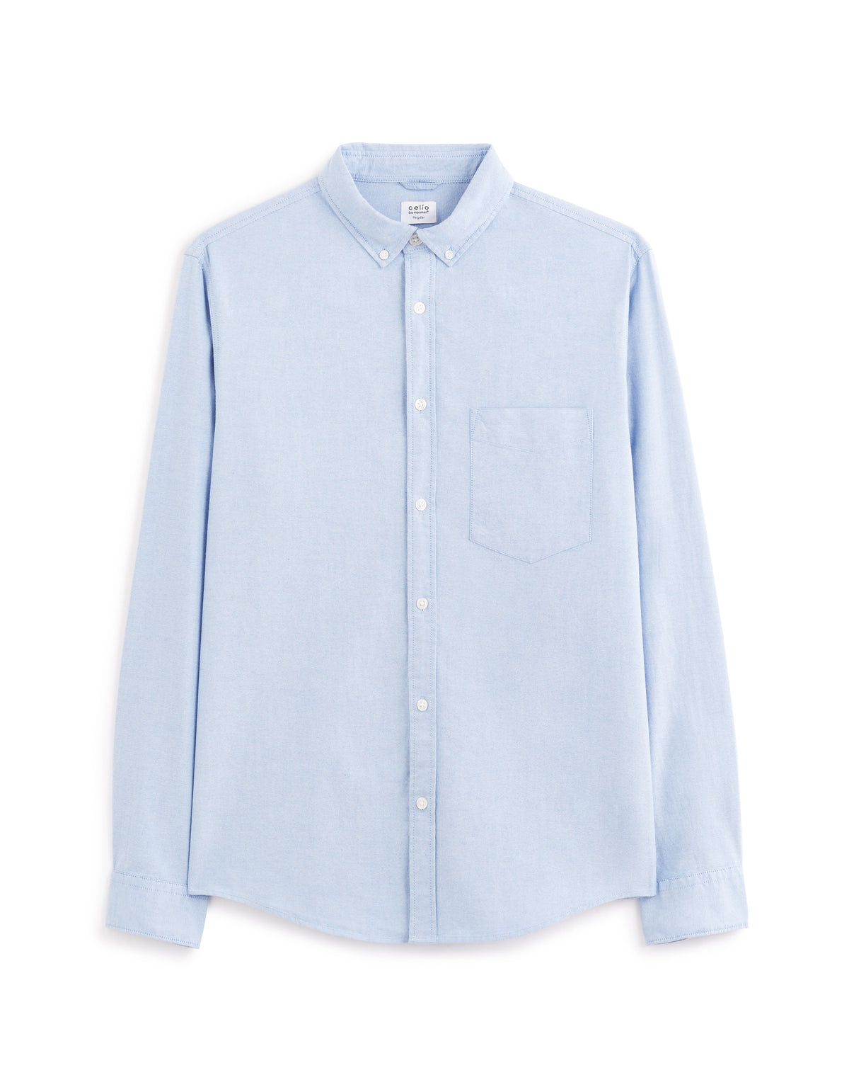 Regular Fit 100% Cotton Spread Collar Formal Shirt - Light Blue